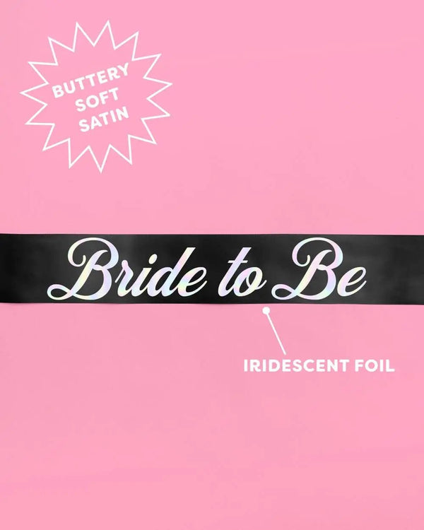xo, Fetti - Bride or Die Sash - black silk + iridescent foil - The Disco Edit