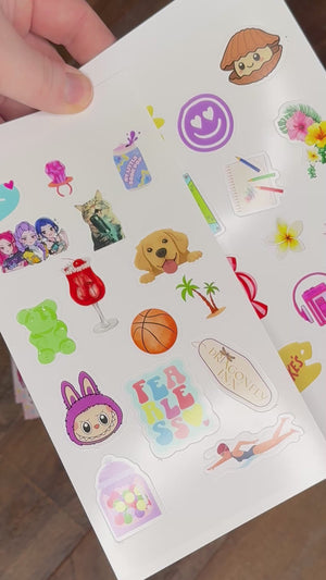 Sticker kit for a tween, teen, or kids party activity or party favor to decorate your own memento box.