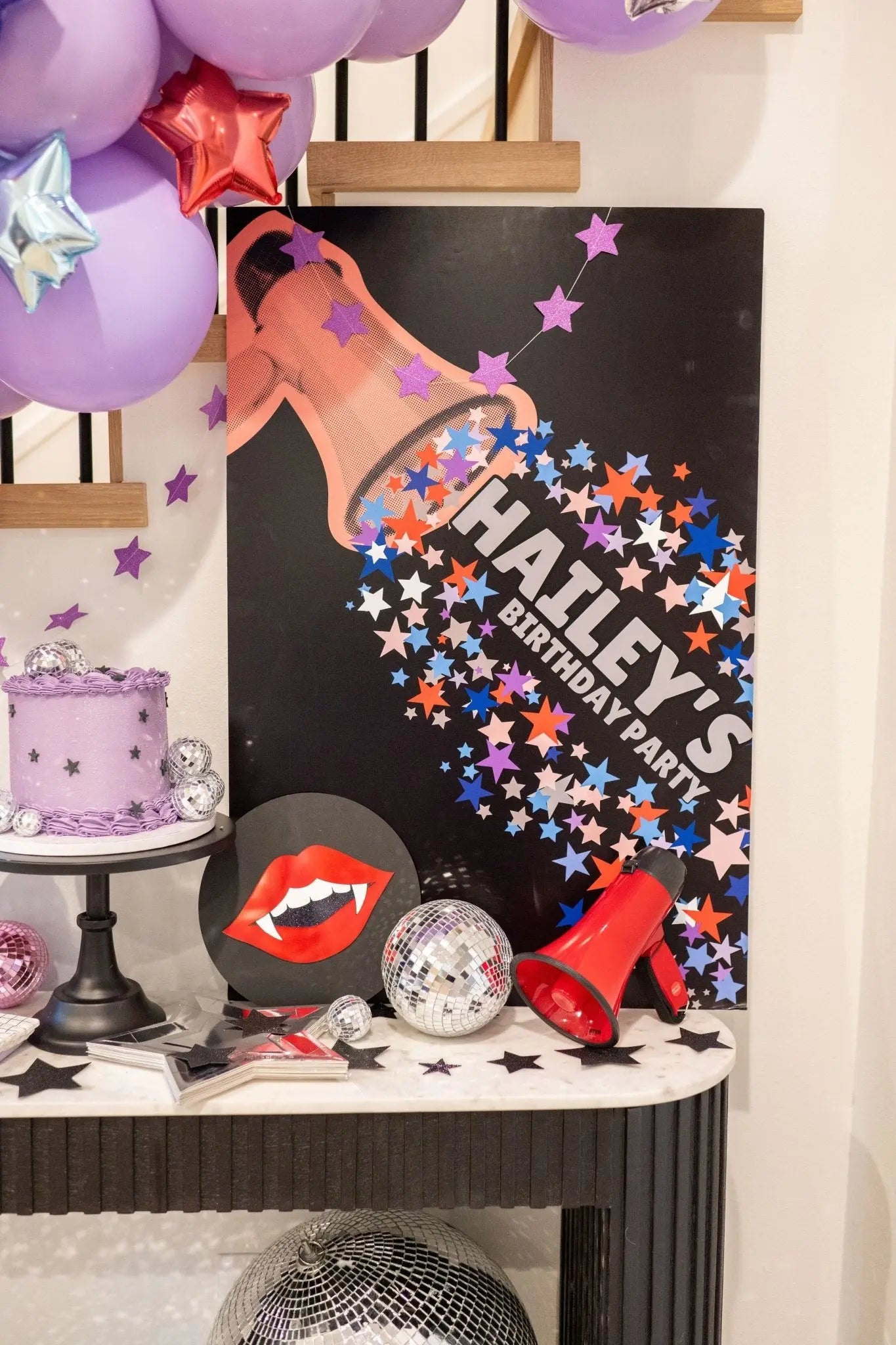 Purple Glitter Star Garland - The Disco Edit