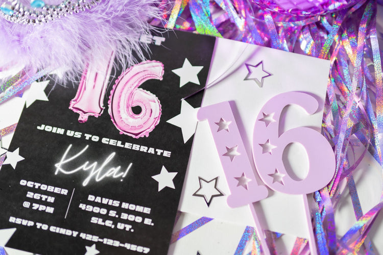 "16" Acrylic Cake Topper - The Disco Edit