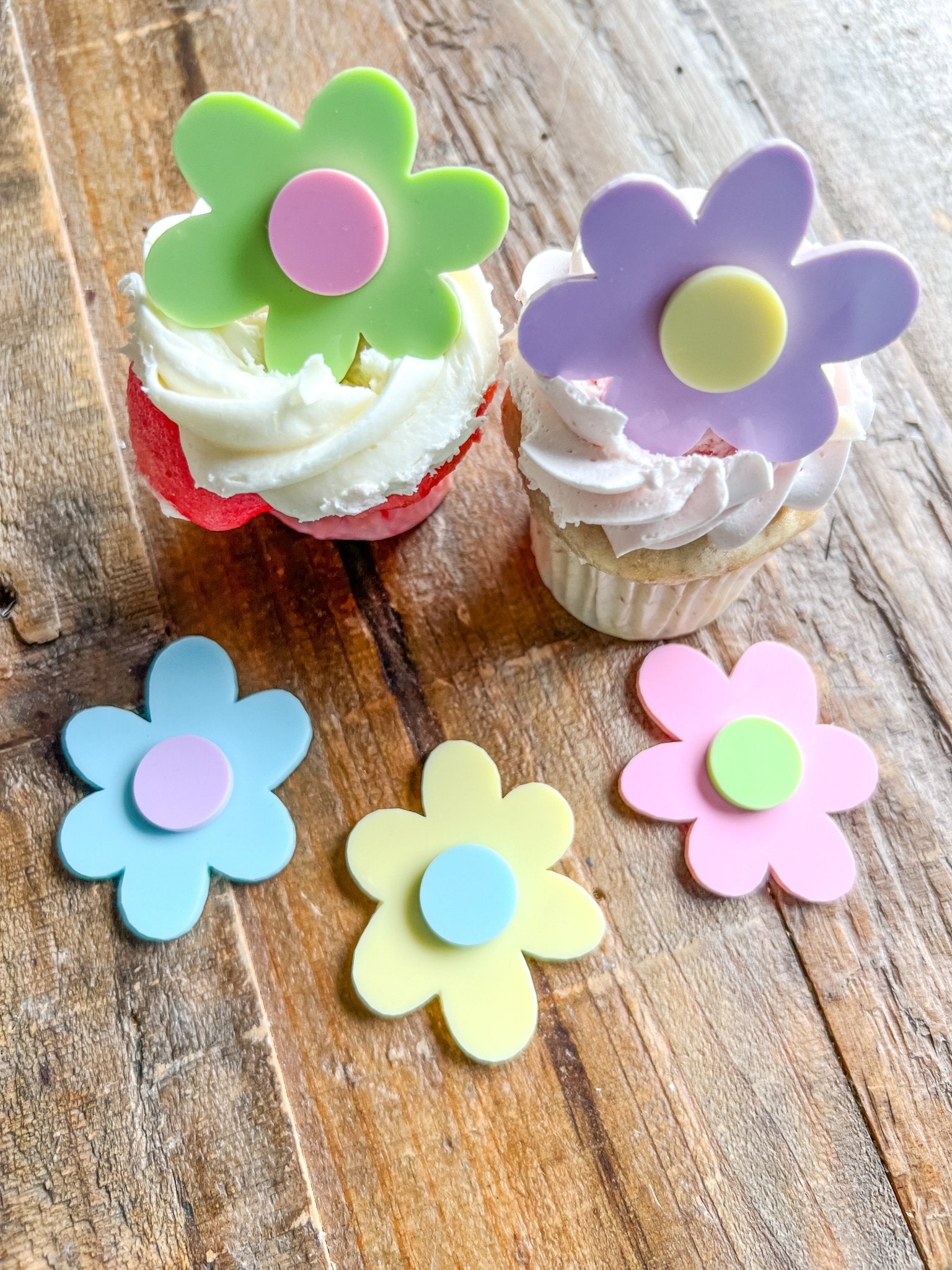 Spring Flower Cupcake Charms - The Disco Edit