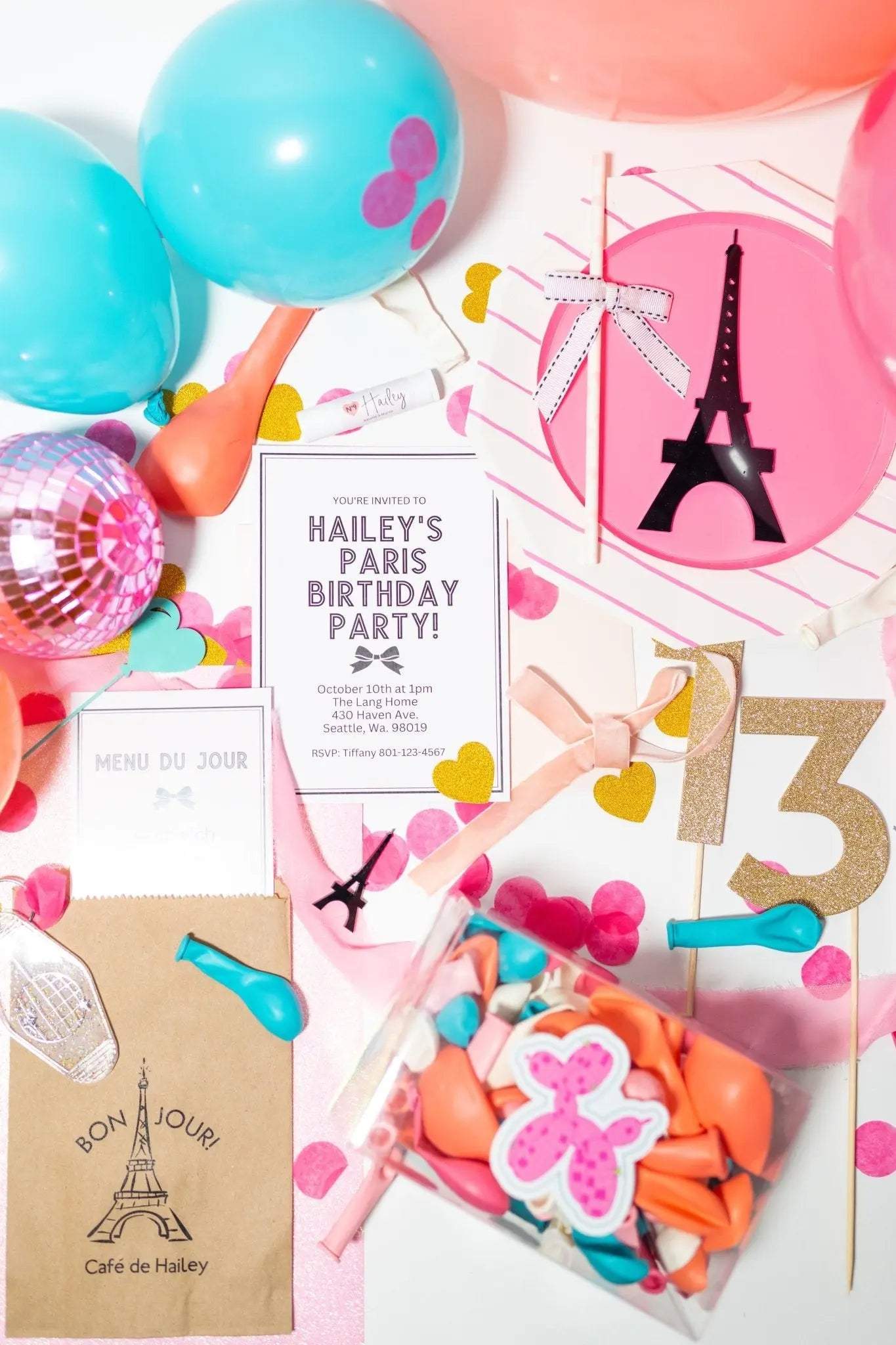Eiffel Tower Customized Place Setting - The Disco Edit Parisian birthday party baby shower patisserie theme