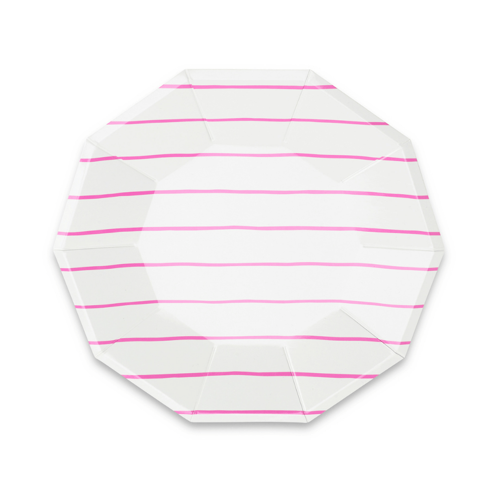 Frenchie Striped Cerise Plates 2 options - The Disco Edit