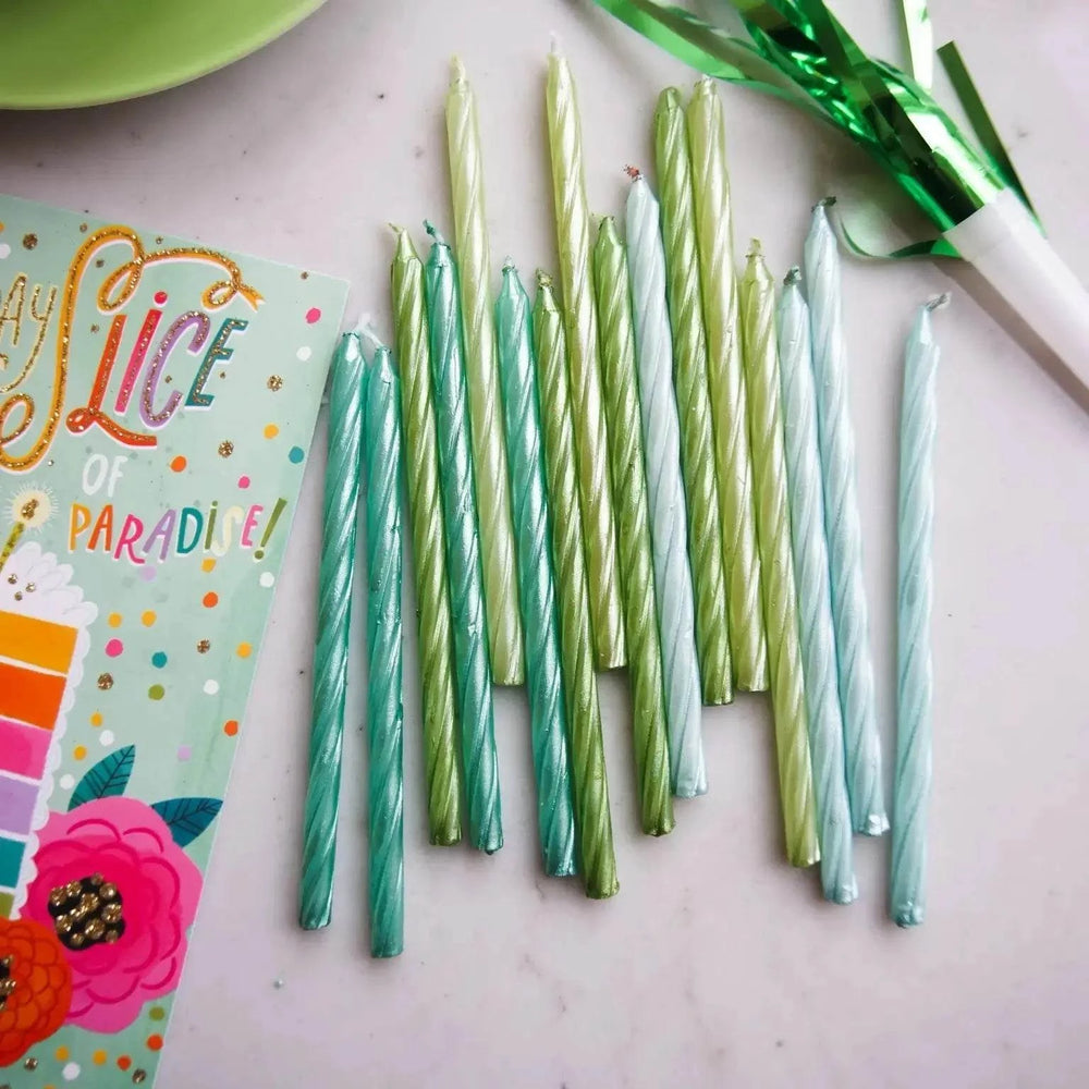 Green & Teal Pearl Spiral Candle Set - The Disco Edit