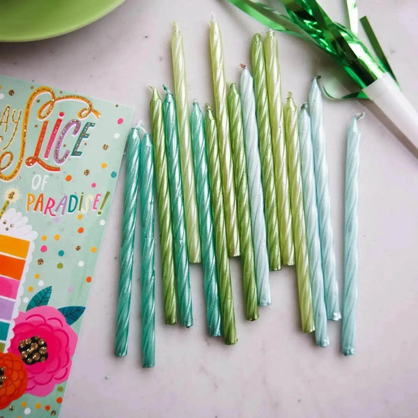 Green & Teal Pearl Spiral Candle Set - The Disco Edit