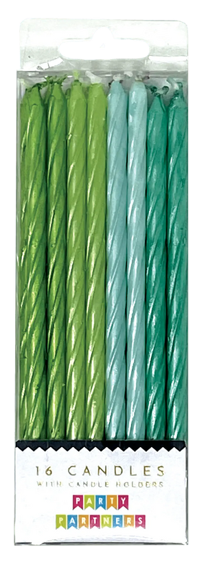 Green & Teal Pearl Spiral Candle Set - The Disco Edit