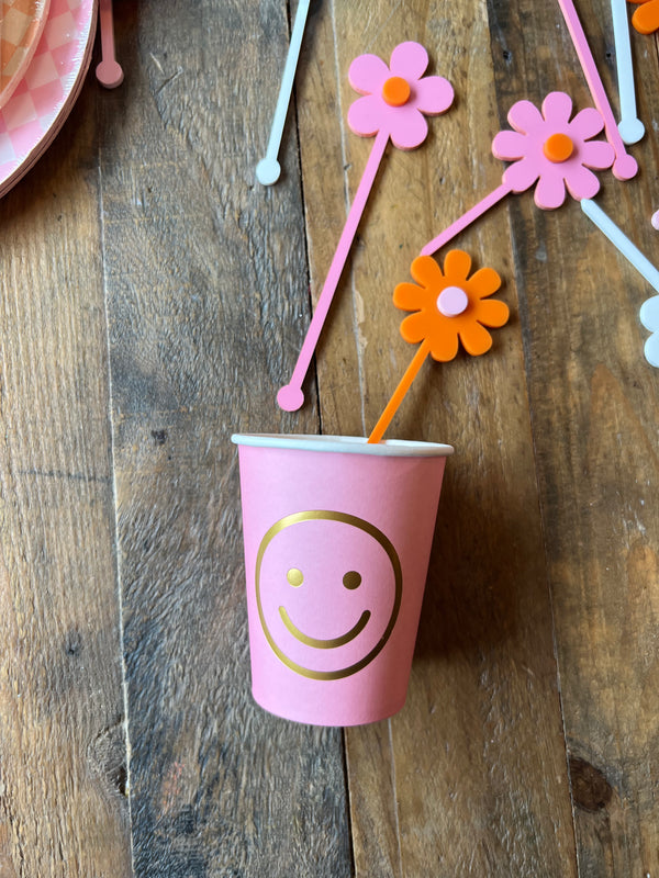 Blush Smiley Face Cups Oh Happy Day Party Shop