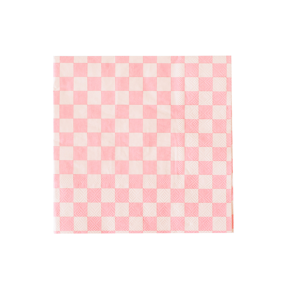 Jollity & Co. + Daydream Society - Check It! Tickle Me Pink Cocktail Napkins - 20 Pk. - The Disco Edit