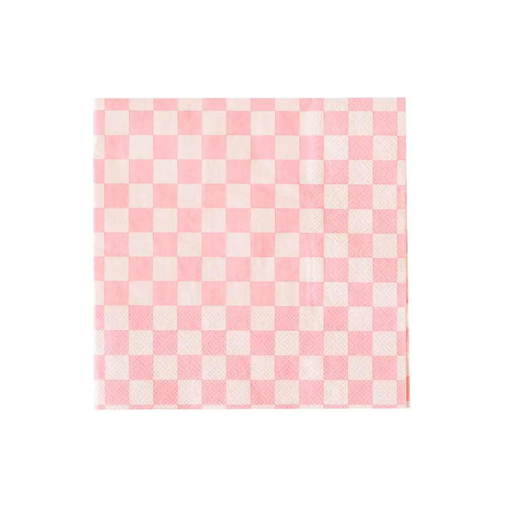 Jollity & Co. + Daydream Society - Check It! Tickle Me Pink Cocktail Napkins - 20 Pk. - The Disco Edit