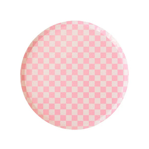 Jollity & Co. + Daydream Society - Check It! Tickle Me Pink Plates - 2 Size Options - 8 Pk. - The Disco Edit