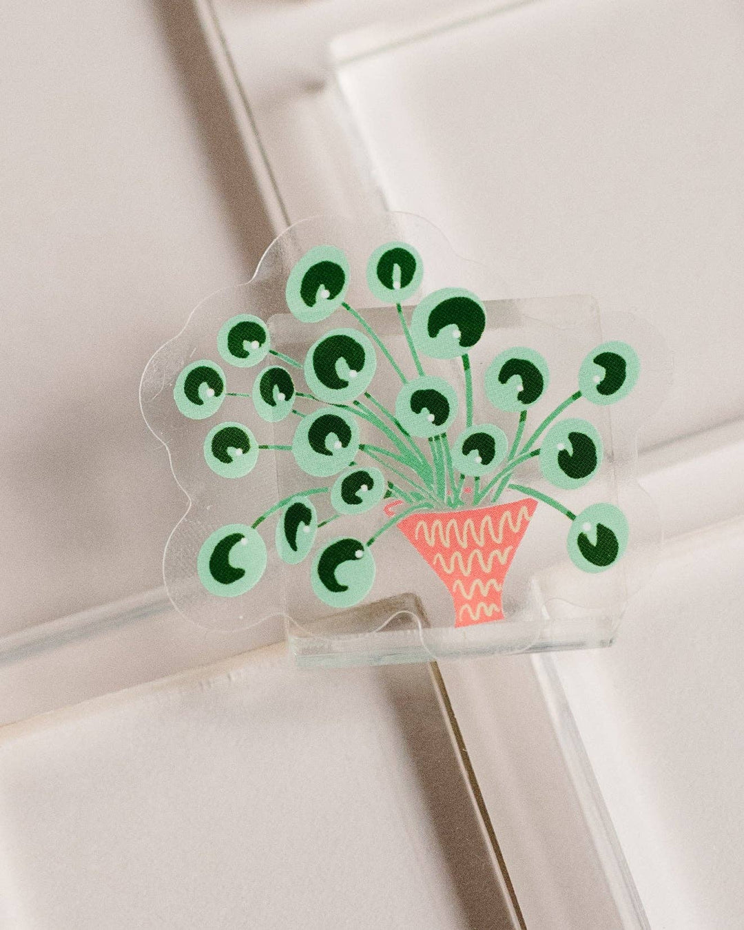 One & Only Paper - Pilea Houseplant Illustrated Transparent Sticker - The Disco Edit