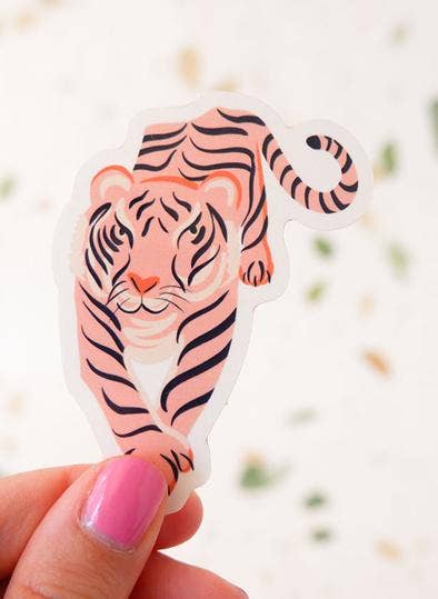 One & Only Paper - Tiger Illustrated Pink Sticker - The Disco Edit