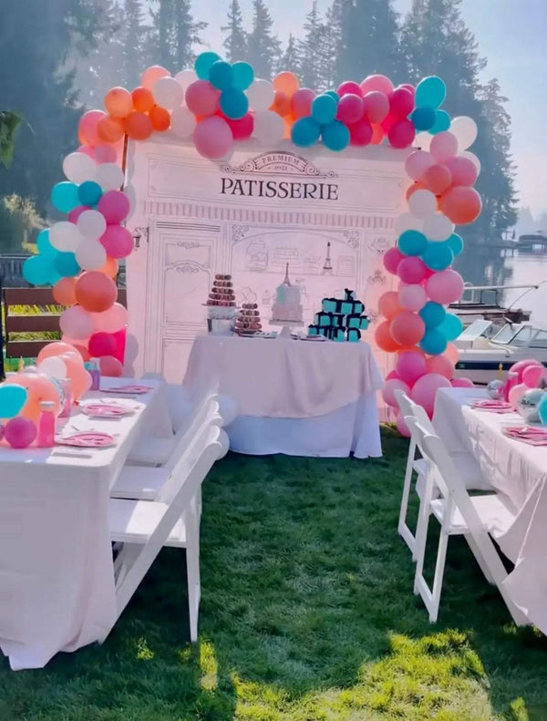 Paris, je t'aime Balloon Garland - The Disco Edit Parisian birthday party patisserie breakfast at tiffanys