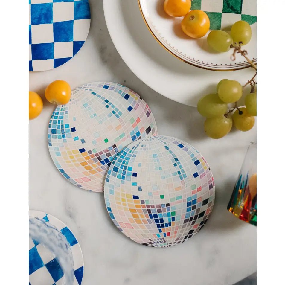 Rainbow Disco Ball Reusable Chipboard Coasters - The Disco Edit